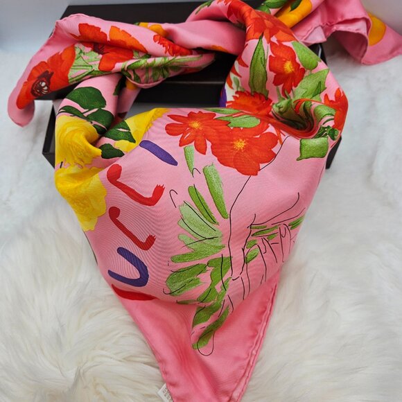 Gucci Exquisite Floral 33" Silk Scarf - Picture 13 of 17